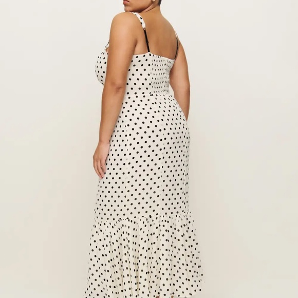 Reformation Irisa Portofino Black & White Polka Dot Midi Dress (sz 12) 334 - Picture 6 of 10